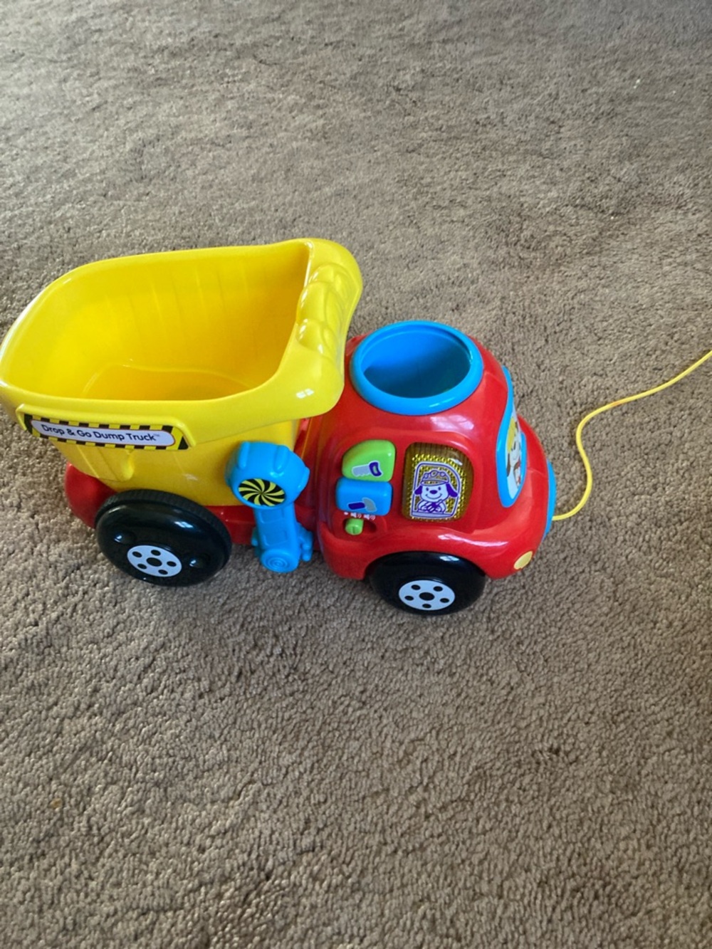 Pull-Along Red and Yellow Dump Truck Toy for Toddlers